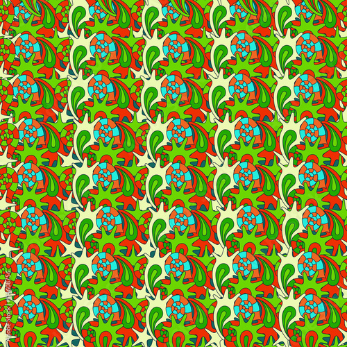 summer seamless pattern with colorful shells