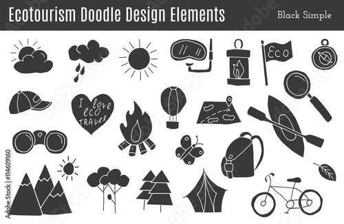 Vector ecotourism design elements isolated
