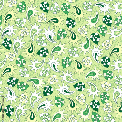 summer seamless pattern with colorful shells