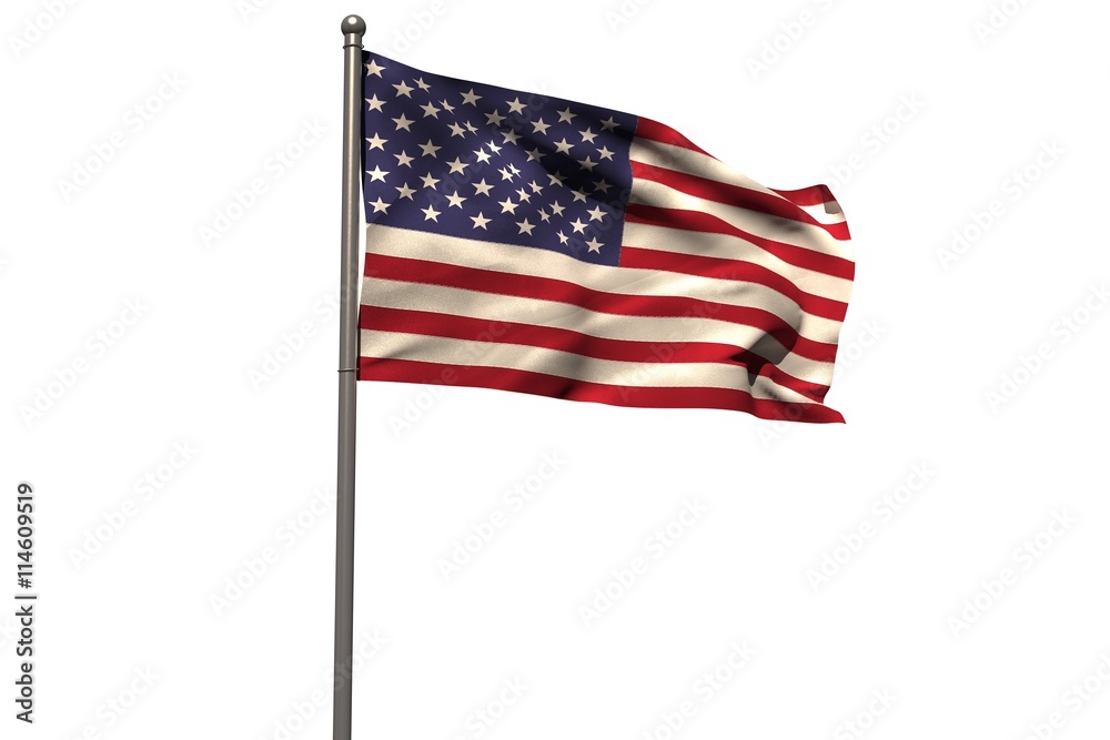 Obraz premium Pole with waving flag of America