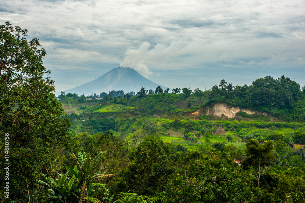 Mount Sinabung Volcano in North Sumatra