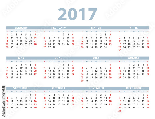 Calendar 2017 template vector illustration.