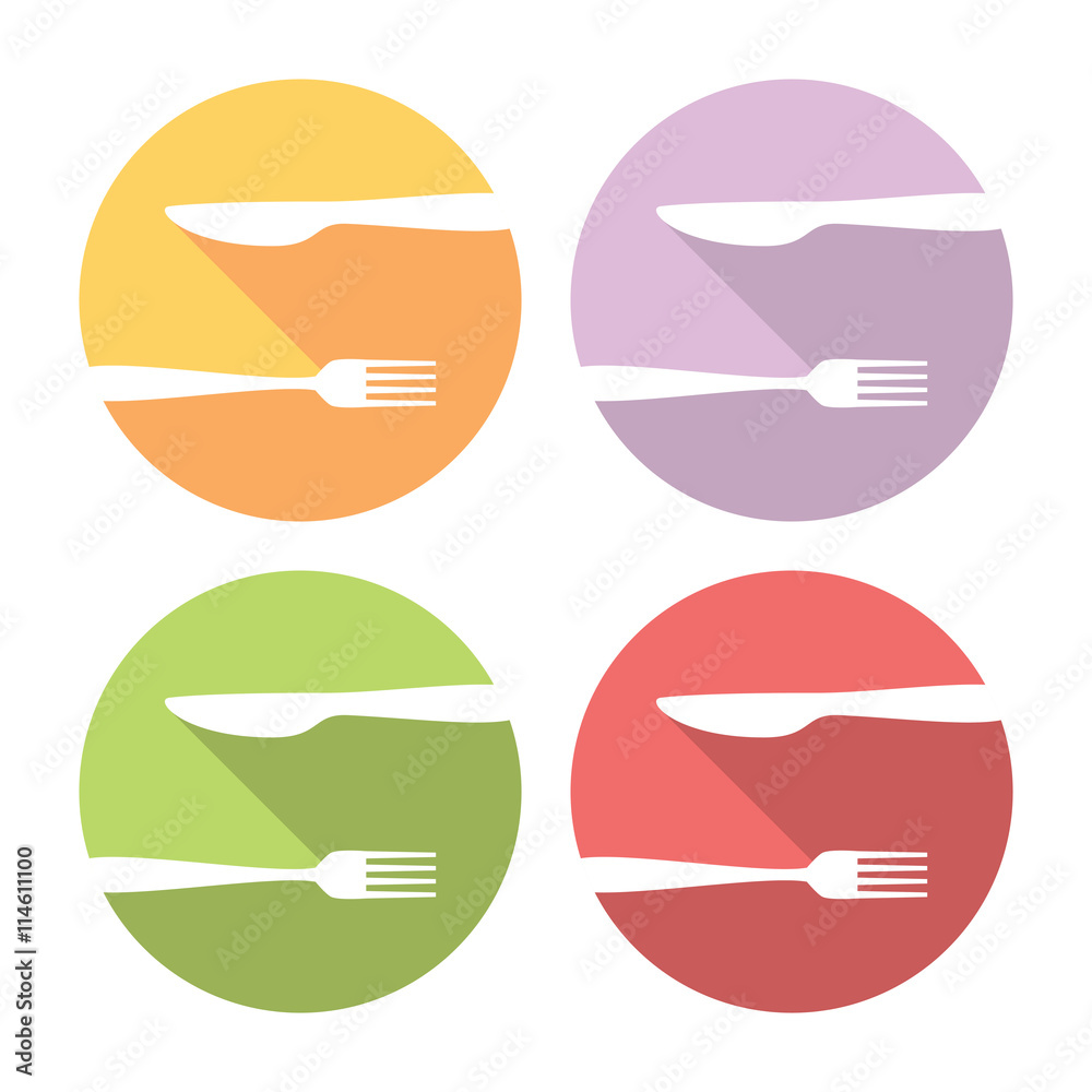 Fork And Knife Logo Flat Icons Set Fork And Knife Logo Flat Icons Set