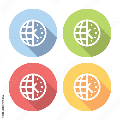 World Time Zone Flat Icons Set