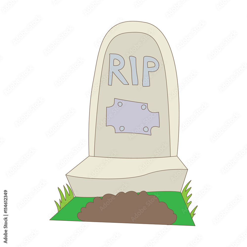Tombstone with RIP icon, cartoon style