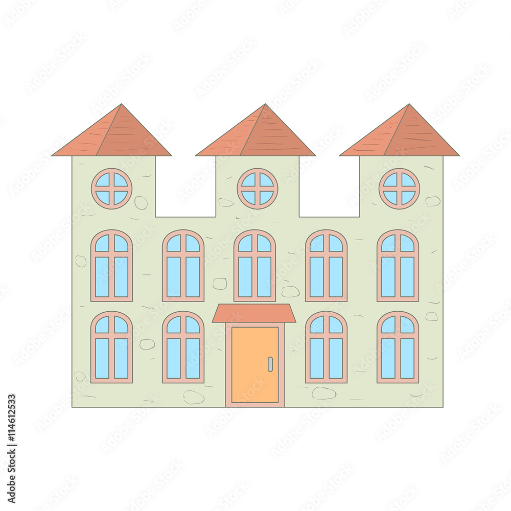 Two storey house with arched windows icon