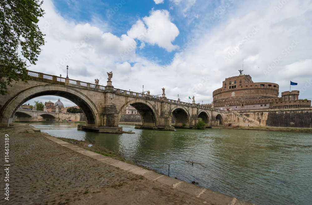 Rome, the capital of Italy. In this picture: Lungotevere and Castel Sant'Angelo