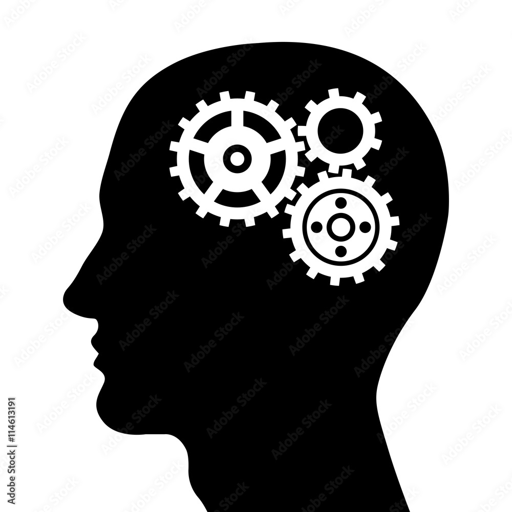 Black head silhouette with gears. Vector illustration. Black head silhouette with gears. Vector illustration.