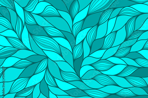 Blue modern abstract background with hand drawn waves. Vector illustration.