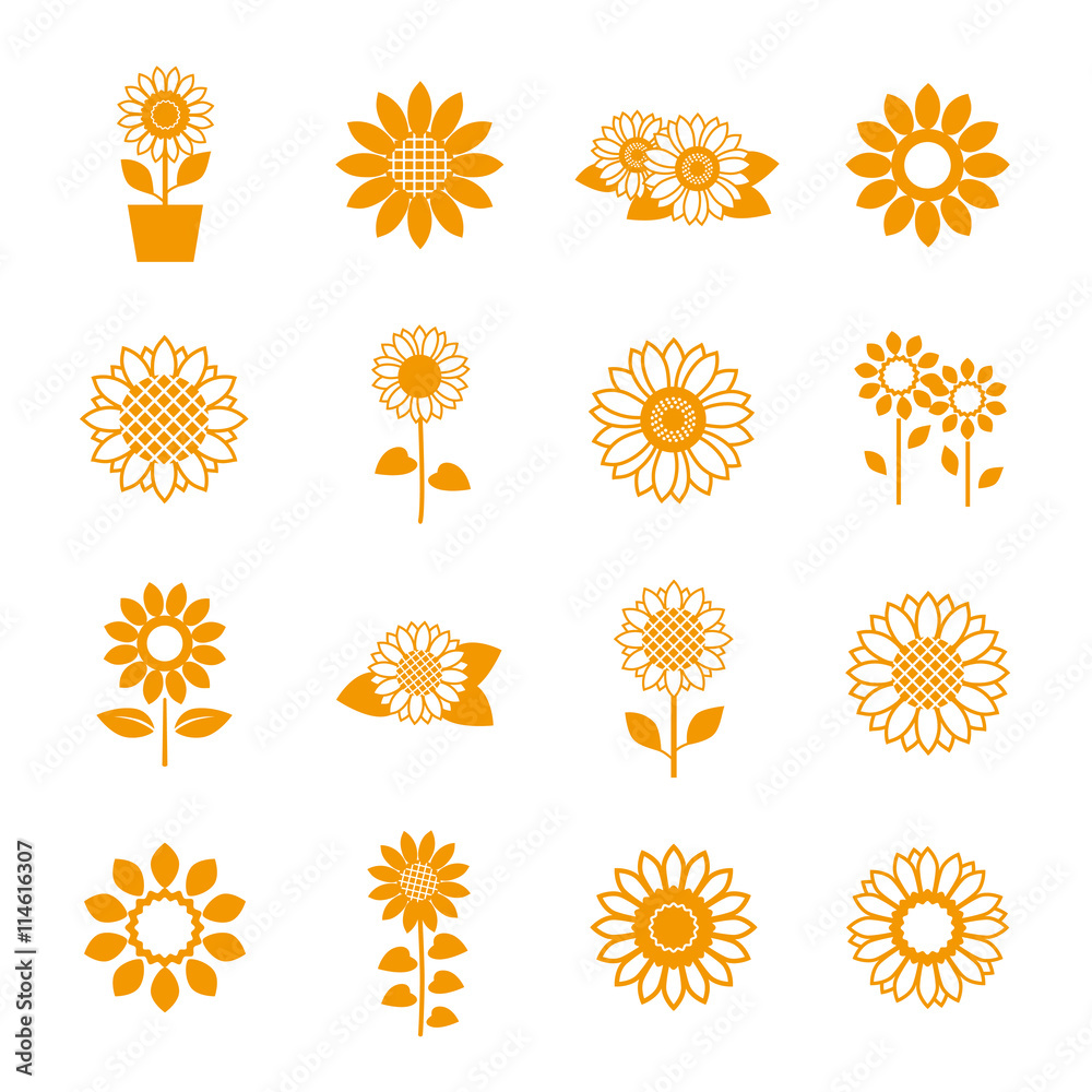 Naklejka premium Sunflower icon set
