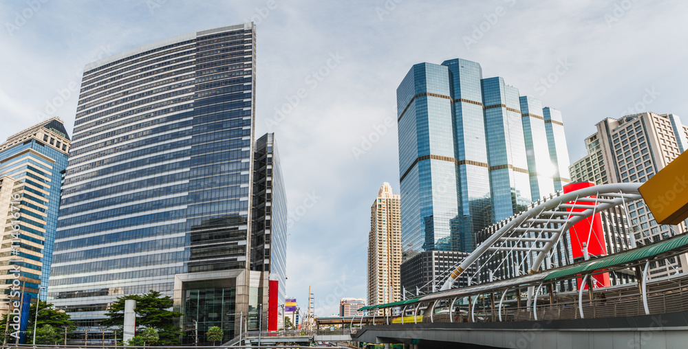 Panoramas skywalk with Building architecture style modern