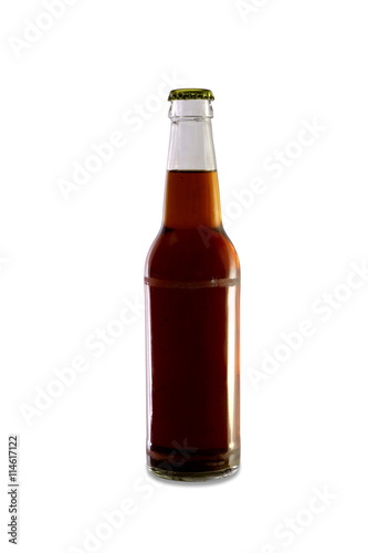 Homebrew Beer in a Clear Bottle, Medium Colored Beer