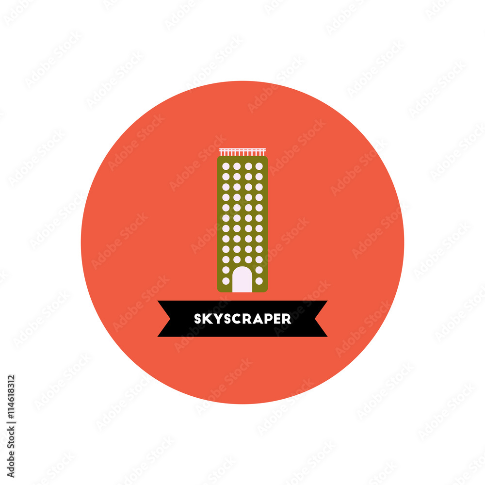 stylish icon in color circle building skyscraper stylish icon in color circle building skyscraper