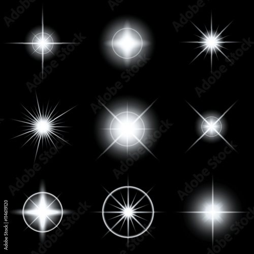 Wallpaper Mural Creative concept Vector set of glow light effect stars bursts with sparkles isolated on black background. For illustration template art design, banner for Christmas celebrate, magic flash energy ray Torontodigital.ca