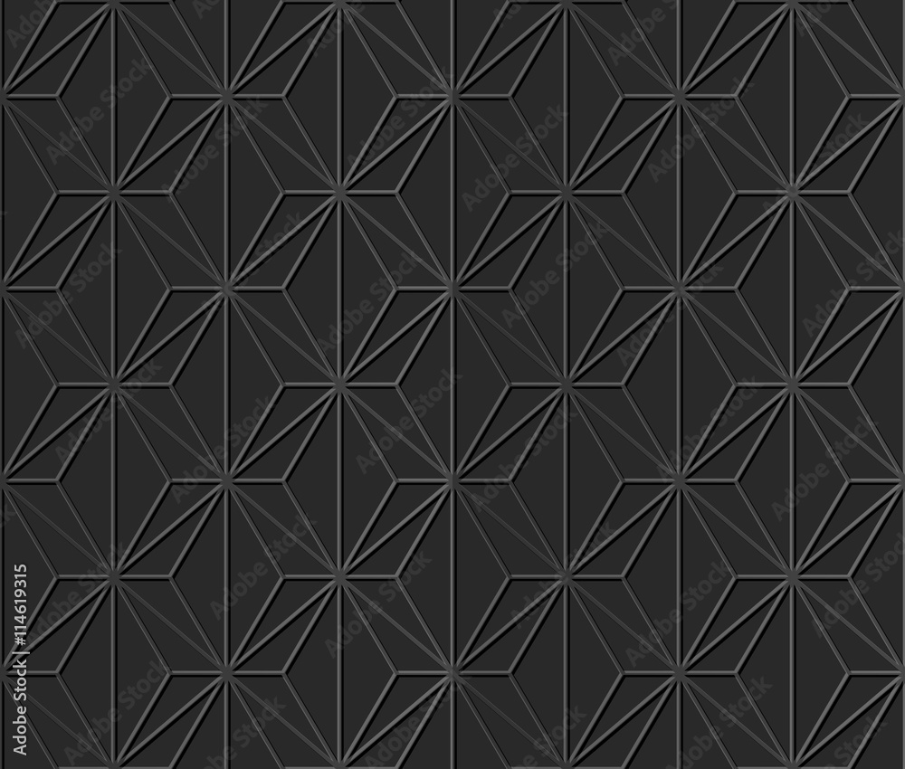 Seamless 3D dark paper cut art background 456 polygon cross line
