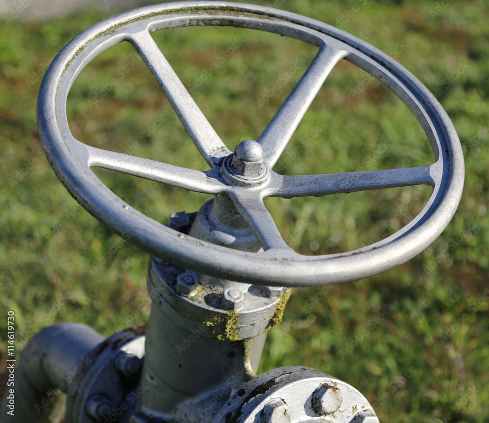 detail of big valve for shutting off the pipe with swivel maneuv detail of big valve for shutting off the pipe with swivel maneuv