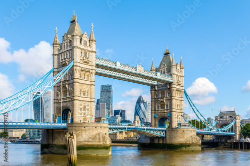 Sunny day at Tower Bridge in London, United Kingdom photo