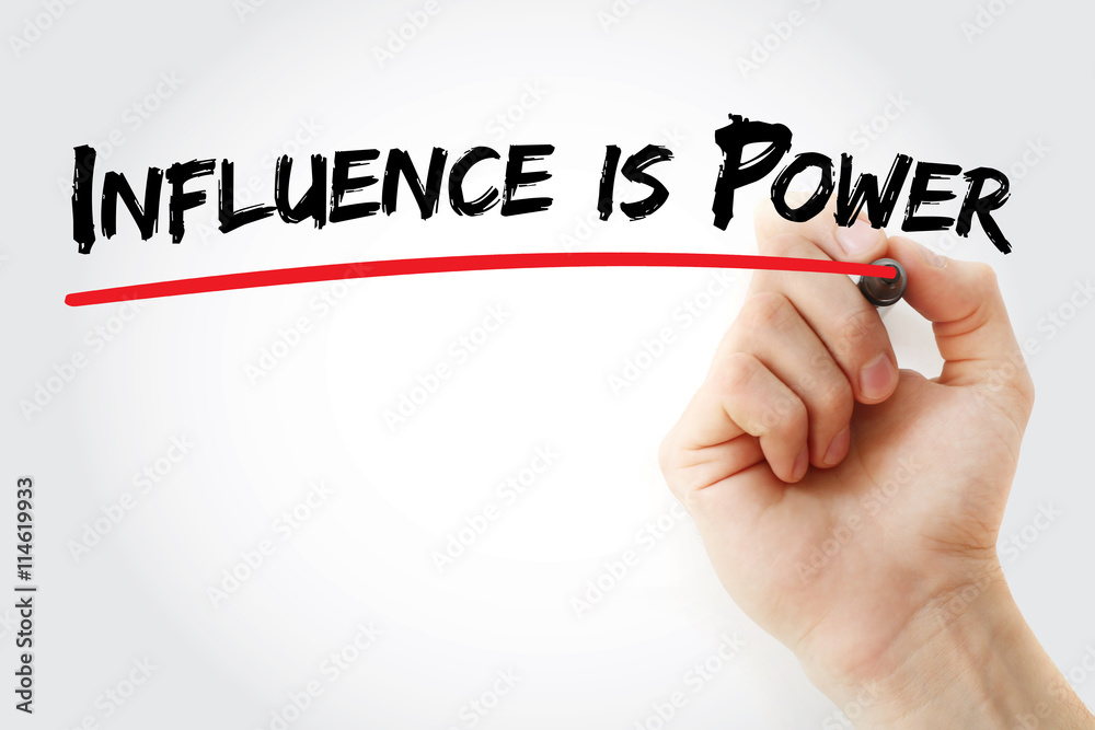 Hand writing Influence is Power with marker, concept background Hand writing Influence is Power with marker, concept background