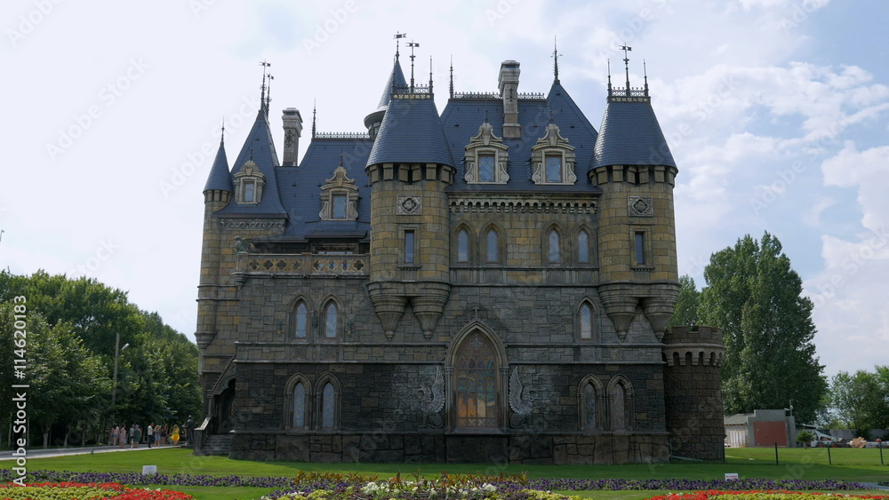facade of castle and royalty garden