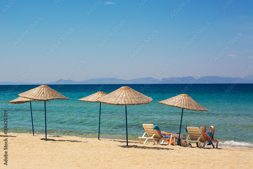 Beautiful sand beaches of Kusadasi National Park in Aegean Sea,Turkey