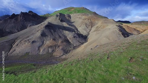 Aerial footage of mountains in the Reykjanes peninsula in Southern Iceland,  photo