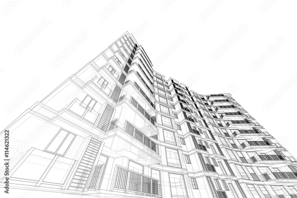 architecture abstract, 3d illustration, building structure