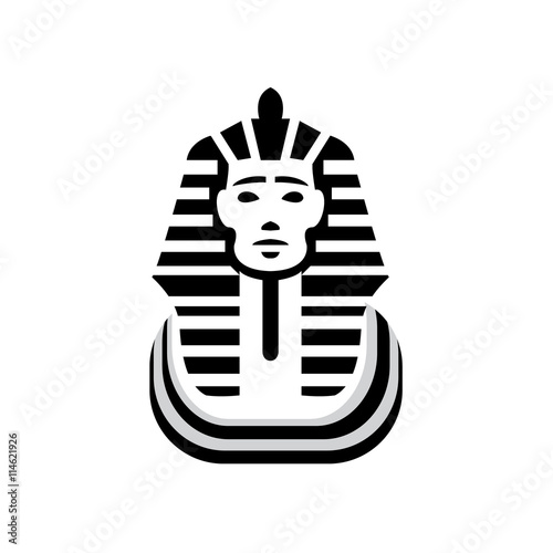 Mask of Pharaoh. Black Icon on white Background