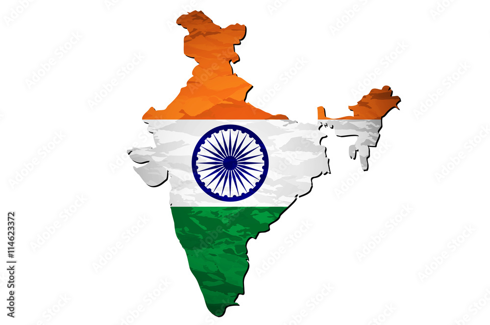 Naklejka premium Vector illustration of India flag map.
