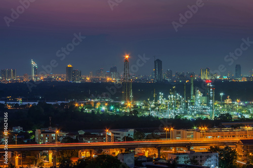 Panorama view of oil refinery factory