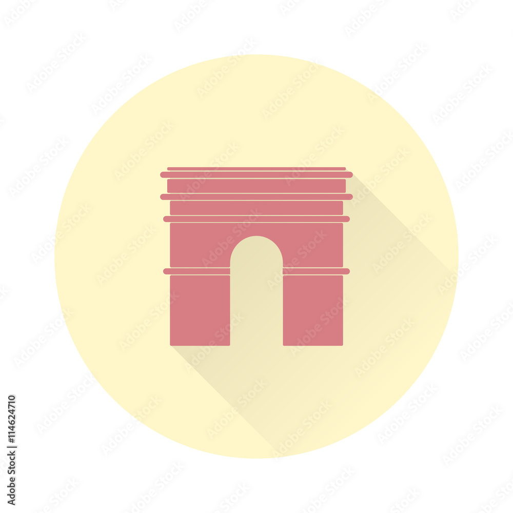 Arc de Triomphe, Arch of Triumph icon with long shadow. Arc de Triomphe, Arch of Triumph icon with long shadow.
