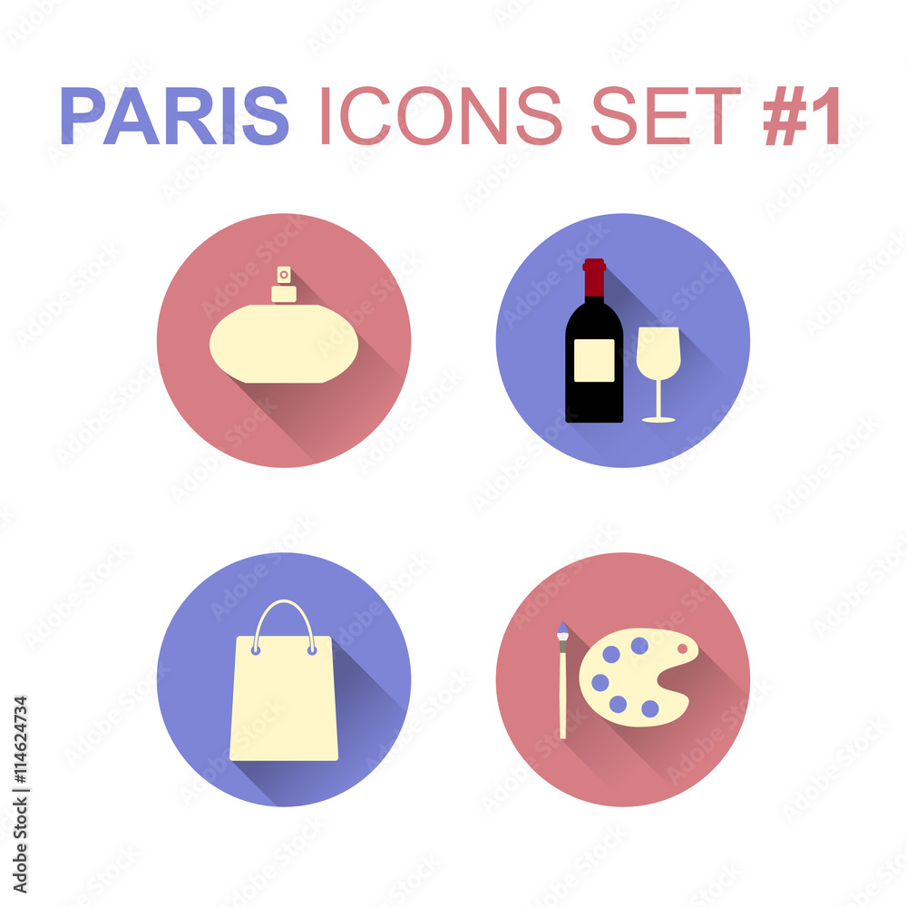 Paris icons set. Vector illustration. Paris icons set. Vector illustration.