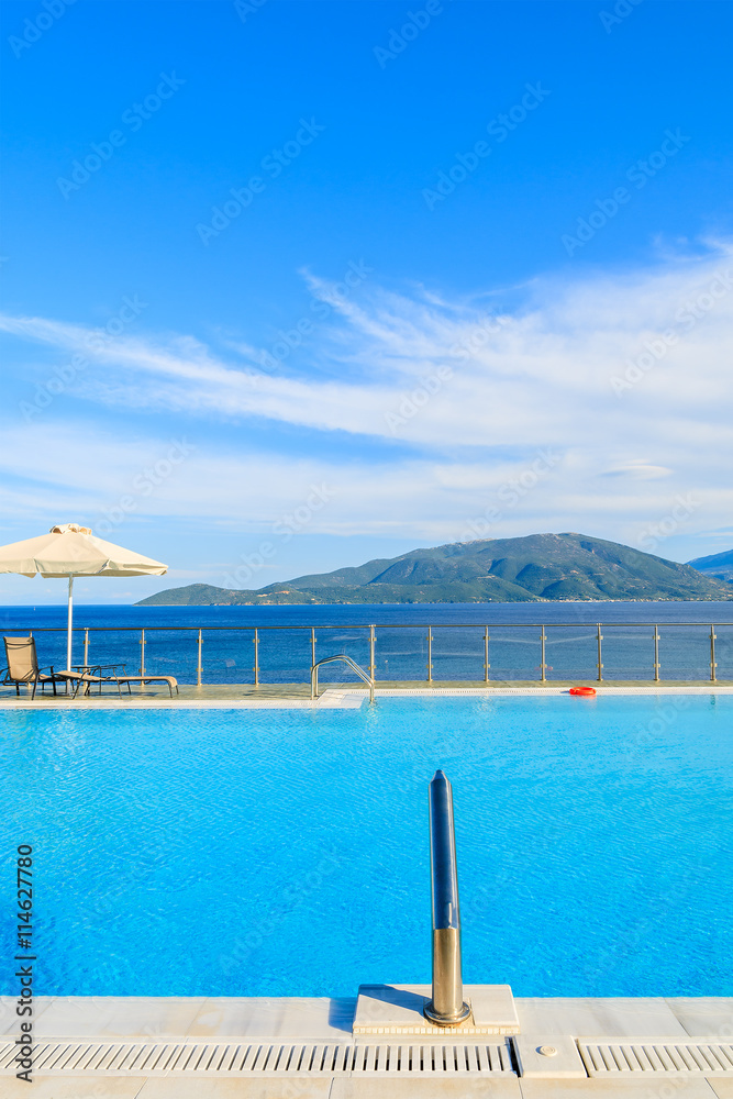 Swimming pool on coast of Kefalonia island, Greece
