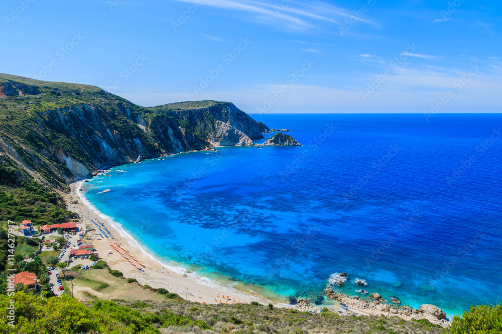 View of Petani bay and beautiful beach, Kefalonia island, Greece