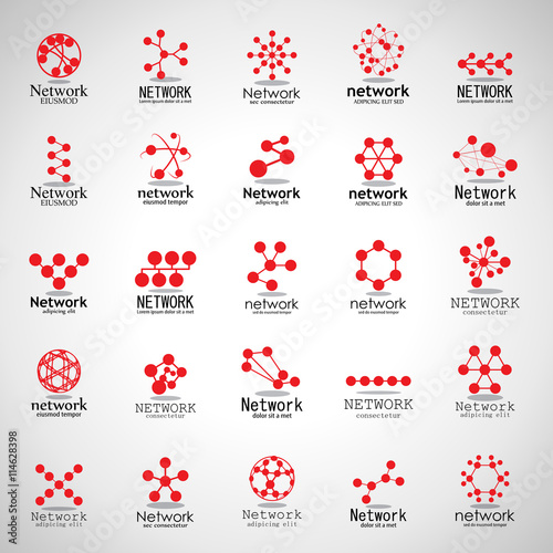 Network Icons Set - Isolated On Gray Background - Vector Illustration, Graphic Design. For Web, Websites,Apps, Print, Presentation Templates, Mobile Applications And Promotional Materials