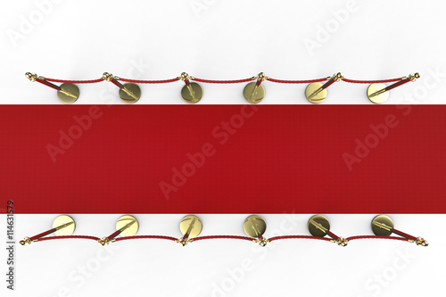 top view red carpet with rope barrier