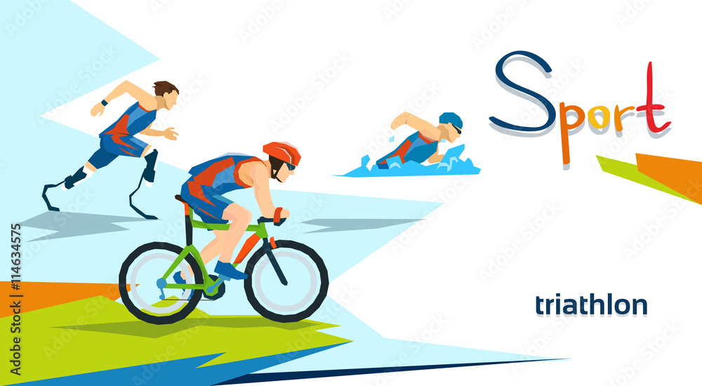 Fototapeta premium Disabled Athletes Triathlon Marathon Sport Competition