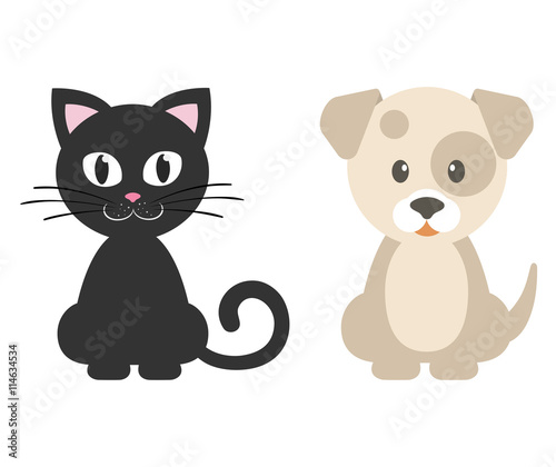 cartoon dog and cute kitty