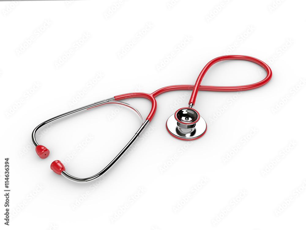 3d rendered red stethoscope isolated over white 3d rendered red stethoscope isolated over white