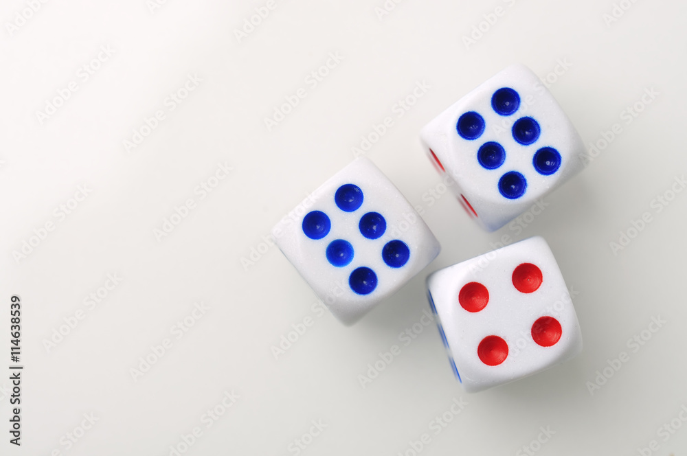 Dices on White Background, Selective Focus Dices on White Background, Selective Focus