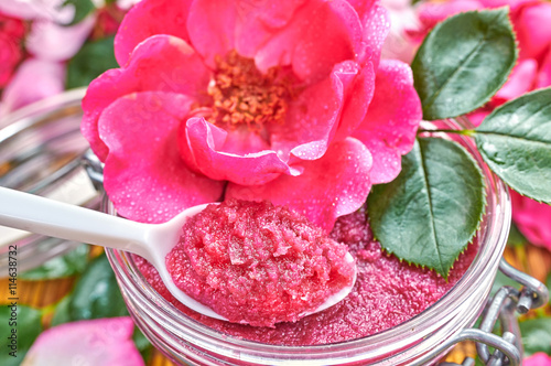 Home made rose petal jam. Rose preserve