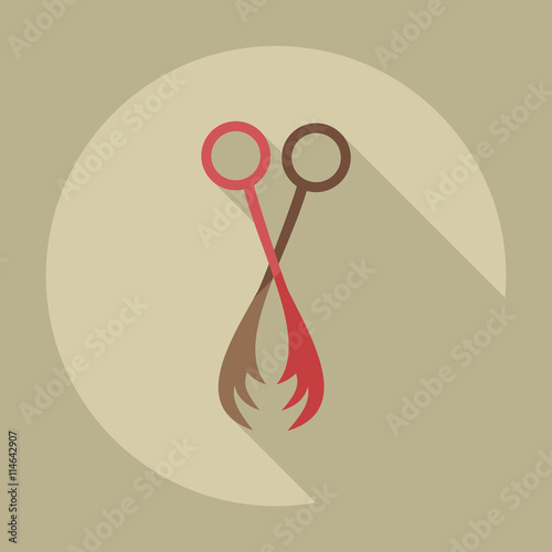 Flat modern design with shadow icons thinning scissors