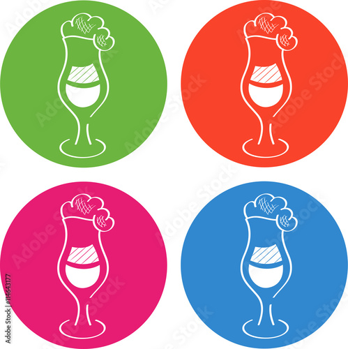 Glass, wineglass. Colorful icons. Coctails, champagne, wine, martini, lemonade, juice