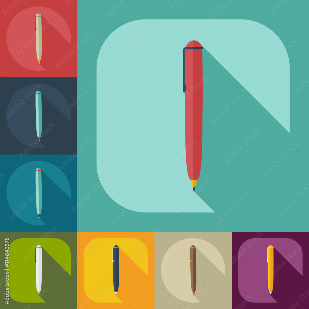 Flat modern design with shadow icons pen Flat modern design with shadow icons pen