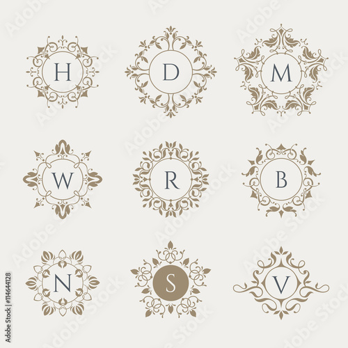 Decorative vector monograms. Classic design elements for wedding invitations.