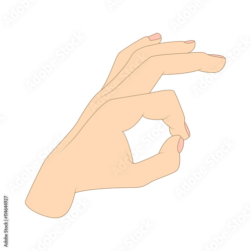 Ok hand symbol icon, cartoon style