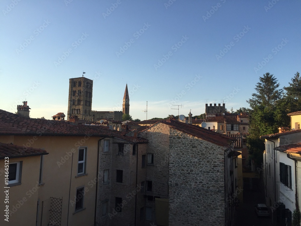 Vista della Pieve e dei tetti di Arezzo, Toscana