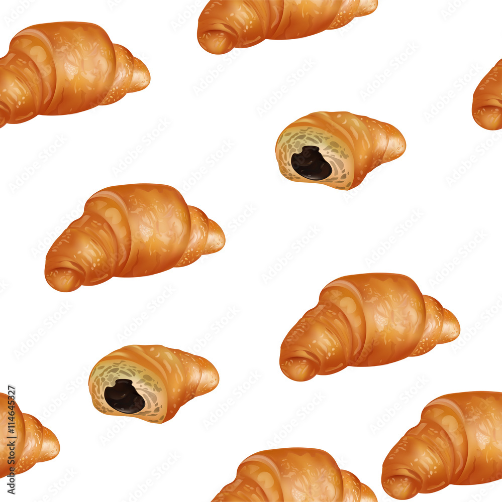 Seamless Pattern with Croissant. Vector Background. Seamless Pattern with Croissant. Vector Background.