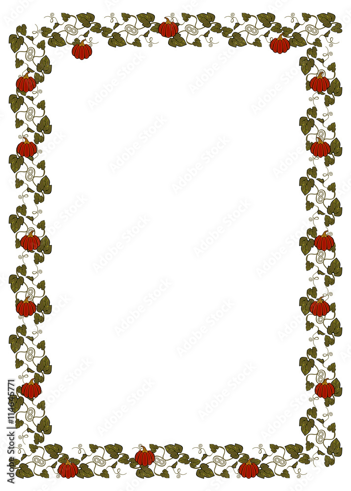 Vertical frame with pumpkins. Vector clip art.