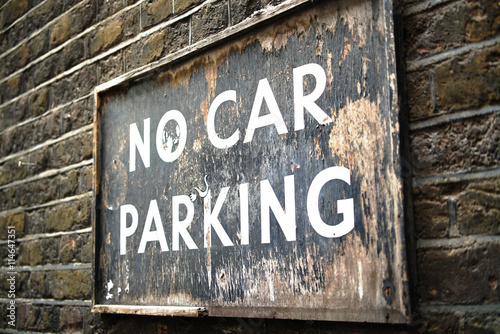 Vintage wooden No Car Parking sign