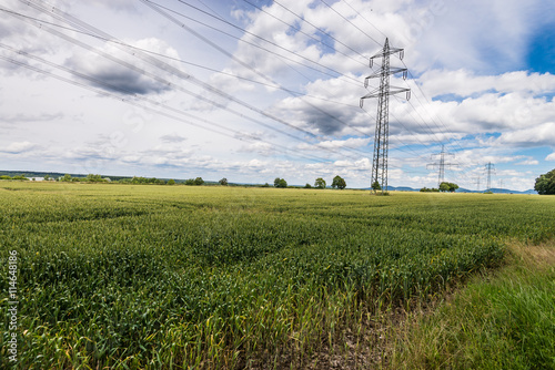 Weizenfeld mit Strommasten  in Wachtberg, nahe Bonn, Deutschland. photo